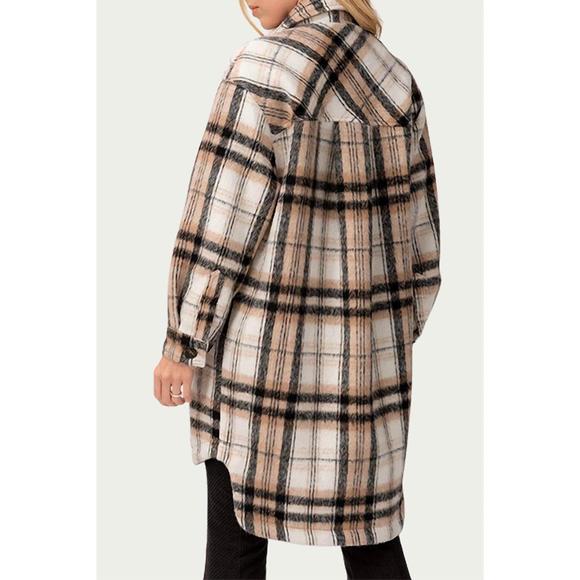 NEW URBAN DAIZY long checked shirt-jacket in black multi - Picture 3 of 3